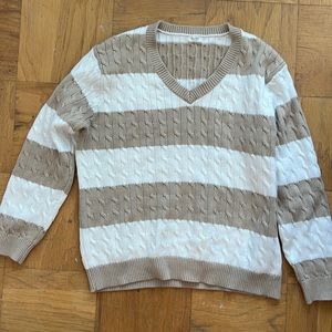 BRANDY MELVILLE tan and white striped sweater